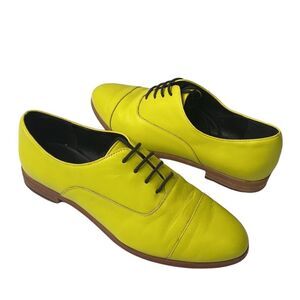kate spade Bright Yellow Leather Lace-Up Oxfords